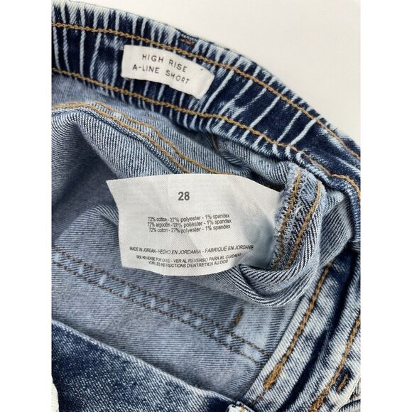 Frayed Women’s High Rise A-Line Denim Shorts Size 28 - Picture 5 of 8